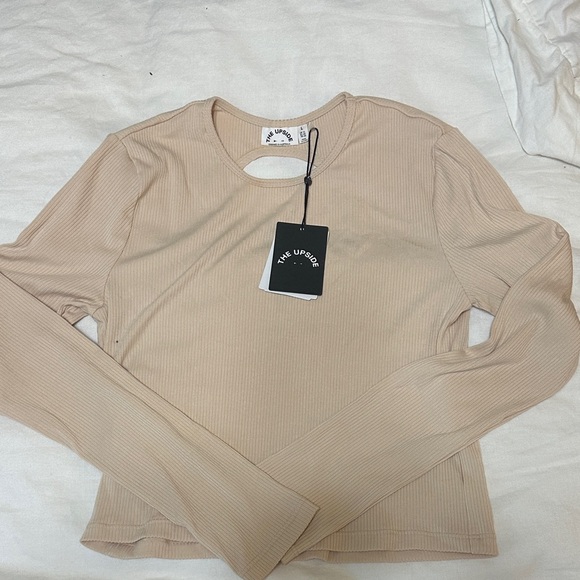 The Upside Tan Ribbed Crop Top - Picture 1 of 4